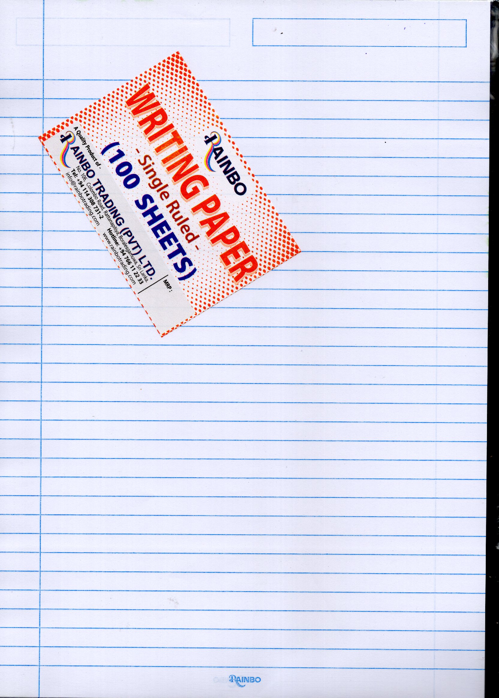 Rainbo A4 Writing Papers 100 Sheets