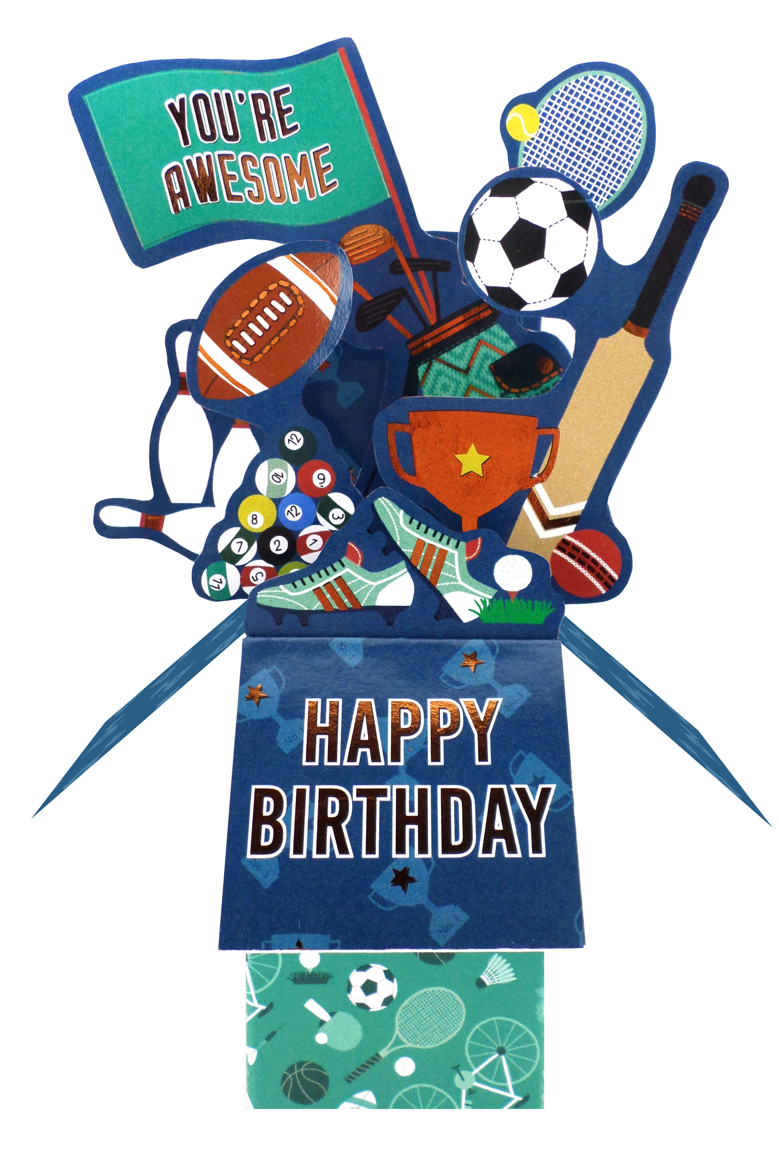 Sports Icons 3D Pop Up Greeting Card With Envelope
