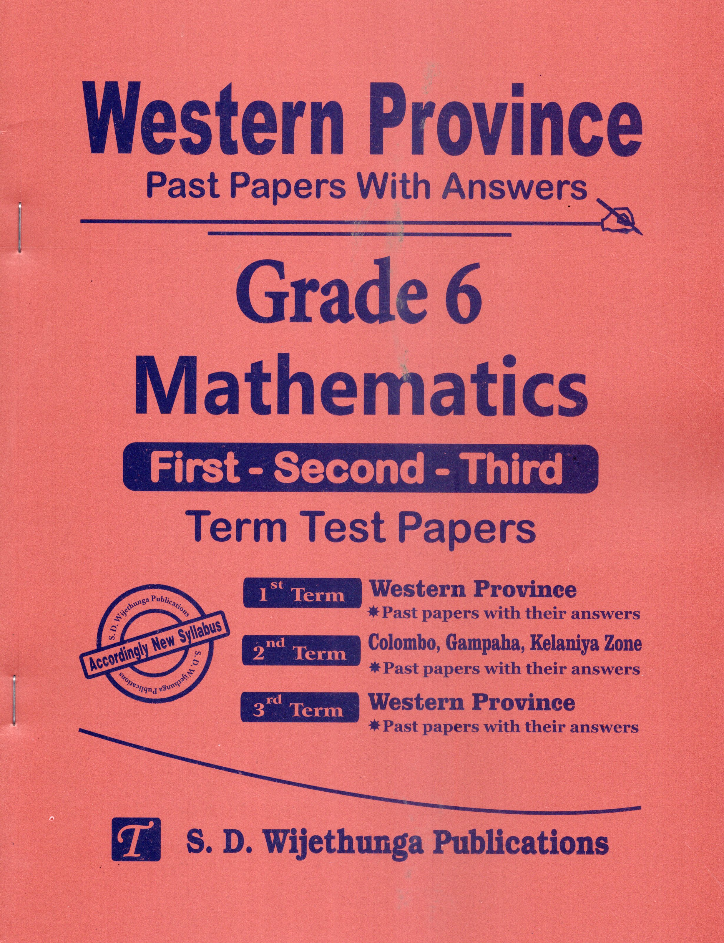 Mathematics Grade 6 : Western Province Past Papers With Answers 2025