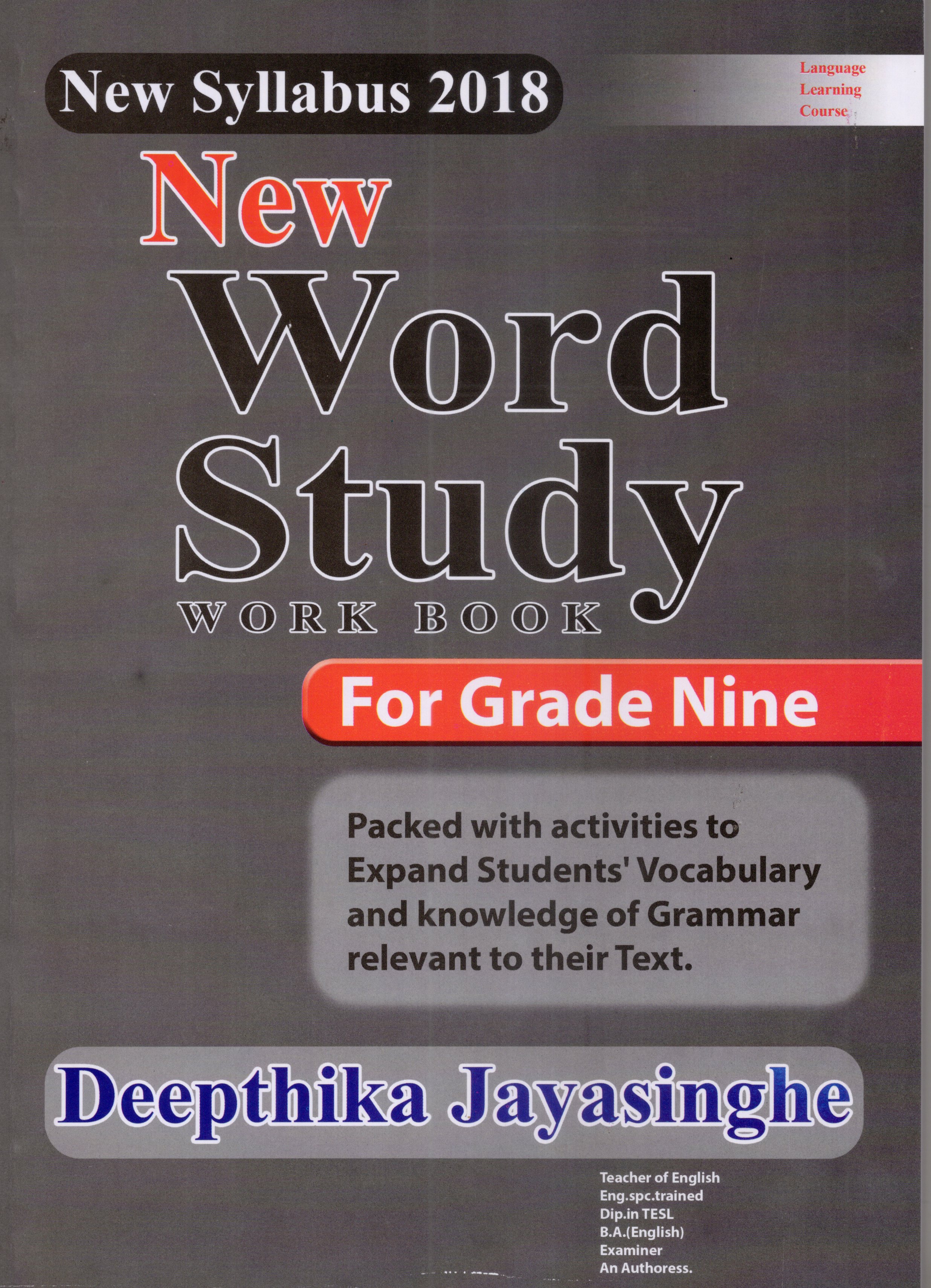 New Word Study Work Book For Grade 9