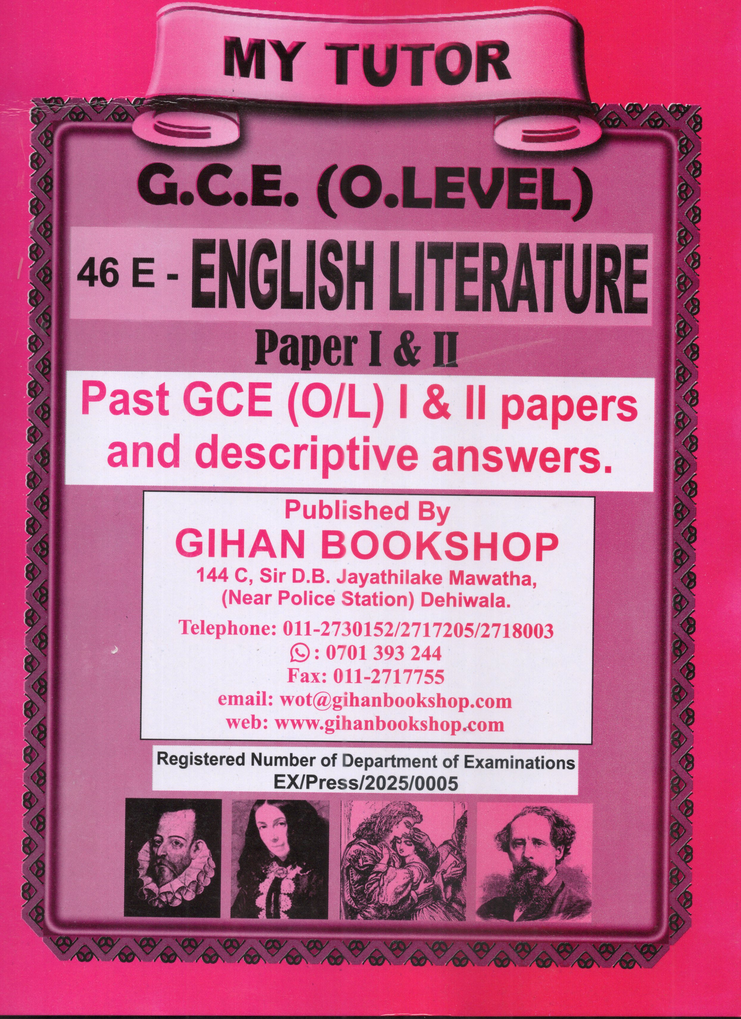 My Tutor O Level English Literature Paper I and II : 2025
